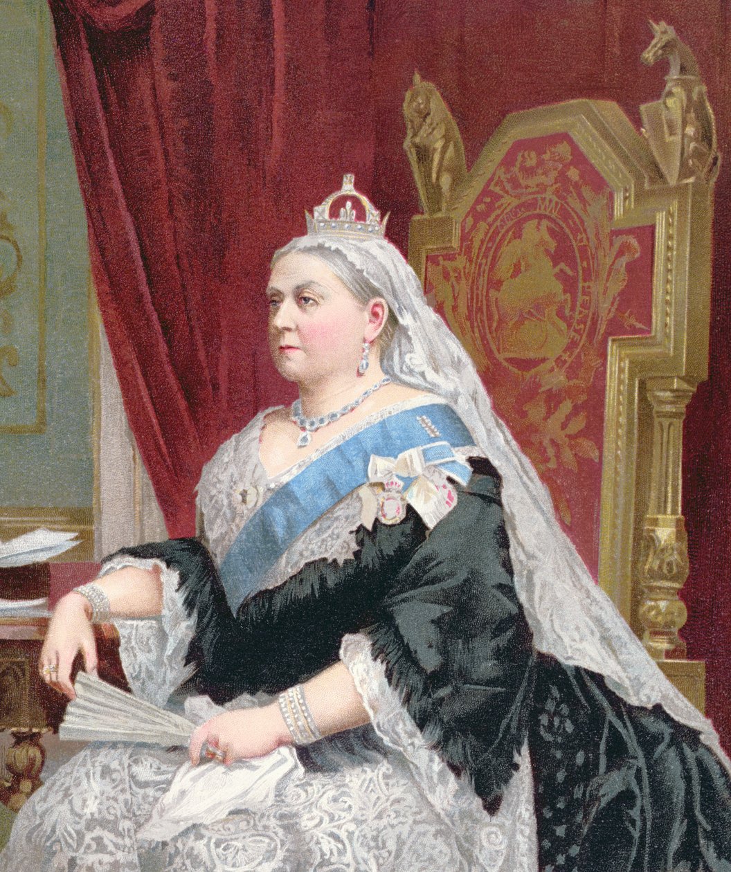 Retrato da Rainha Vitória (1819-1901) na época de seu Jubileu de Ouro em 1887, 1887 (detalhe de 148853) de English School