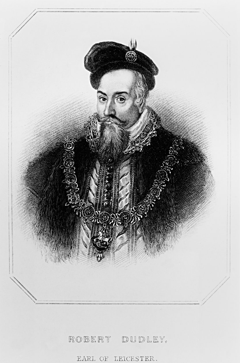 Retrato de Robert Dudley (1532-88), 1º Conde de Leicester, de &39;British Retratos Lodge&39;, 1823 de English School