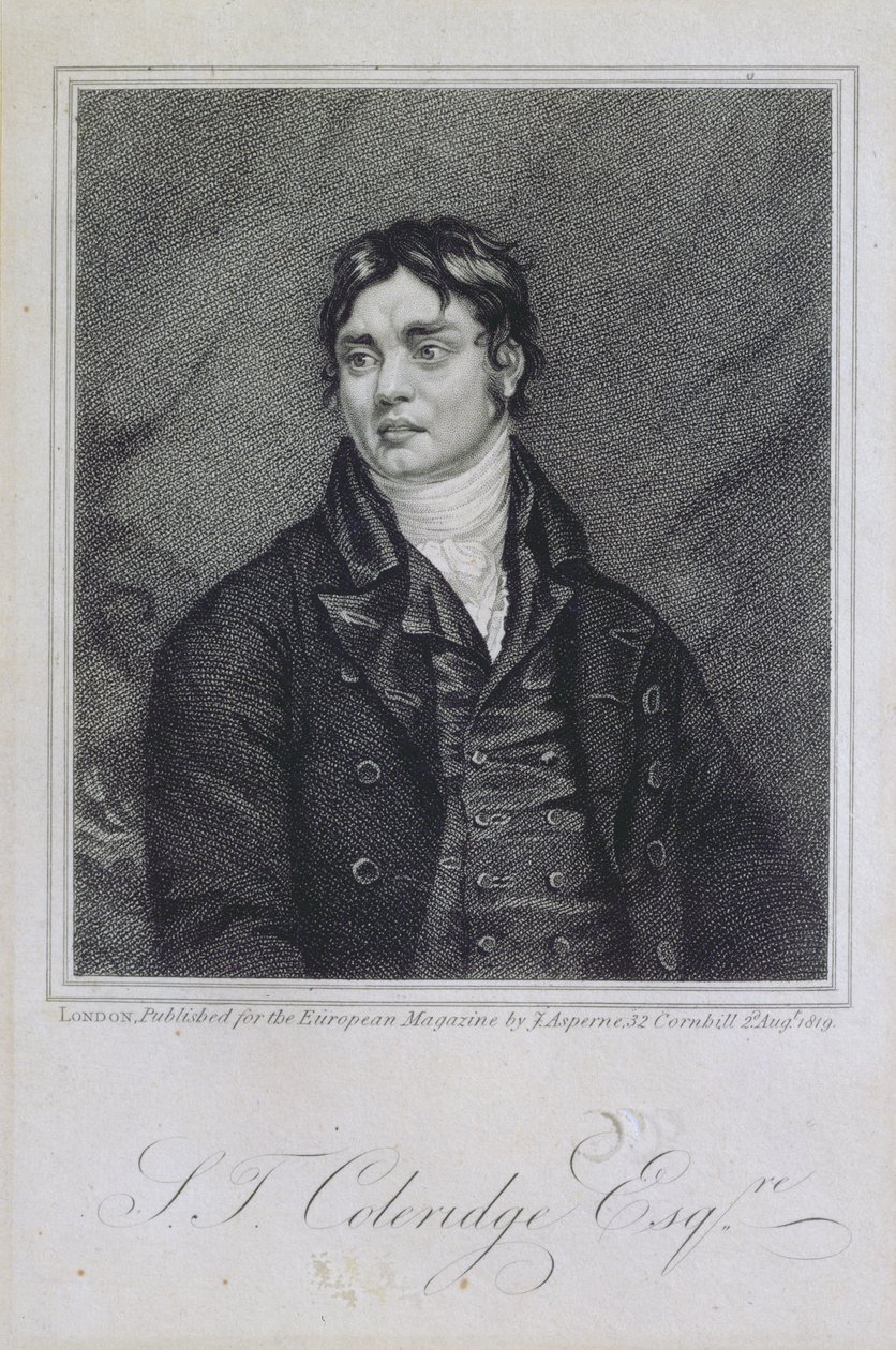 Retrato de Samuel Taylor Coleridge (1772-1834) publicado em 1819 de English School