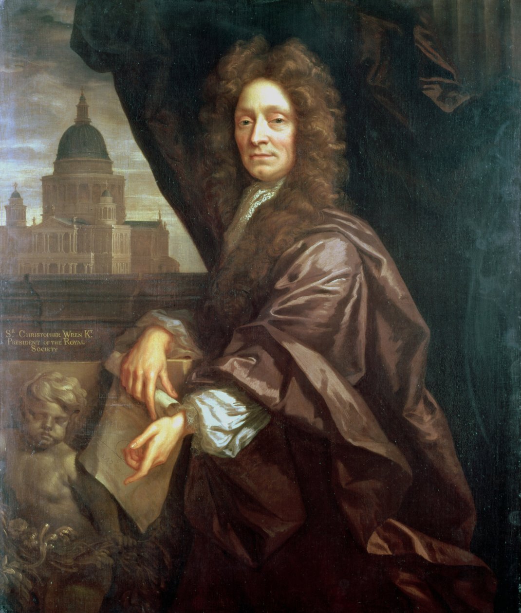 Retrato de Sir Christopher Wren de English School