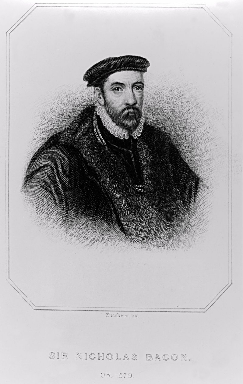 Retrato de Sir Nicholas Bacon (1510-1579) de &39;British Retratos Lodge&39;, 1823 de English School