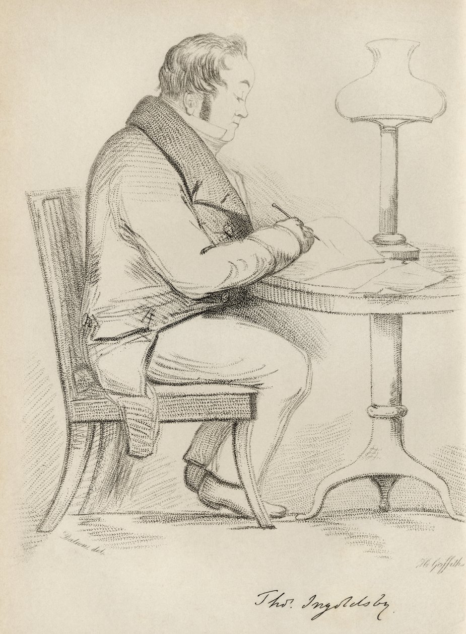 Retrato de Thomas Ingoldsby, de "The Ingoldsby Legends" de Thomas Ingoldsby, publicado por Richard Bentley und Son, 1887 de English School