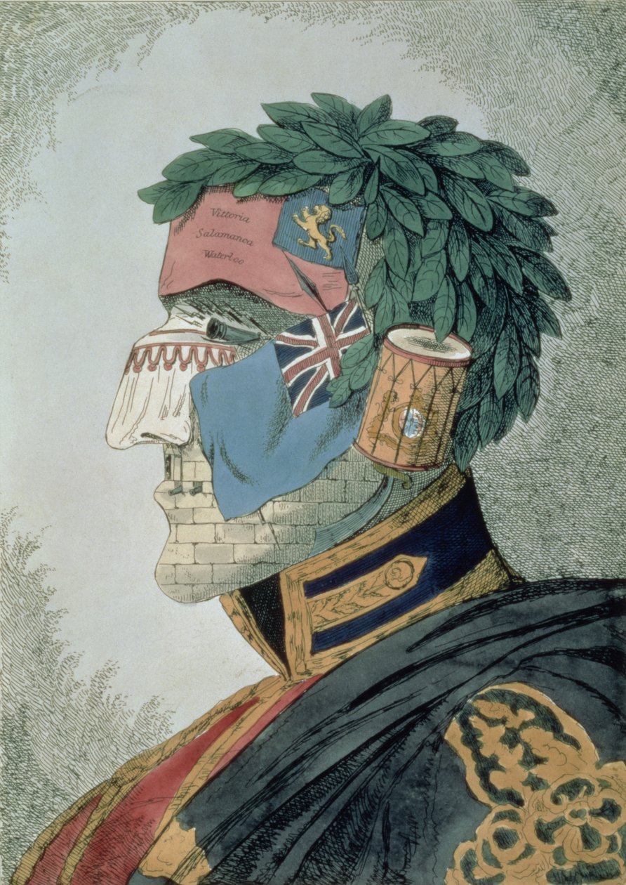 Retrato de um duque nobre, desenhos animados de Arthur Wellesley, bar do duque de Wellington (1769-1852). 1829 de English School