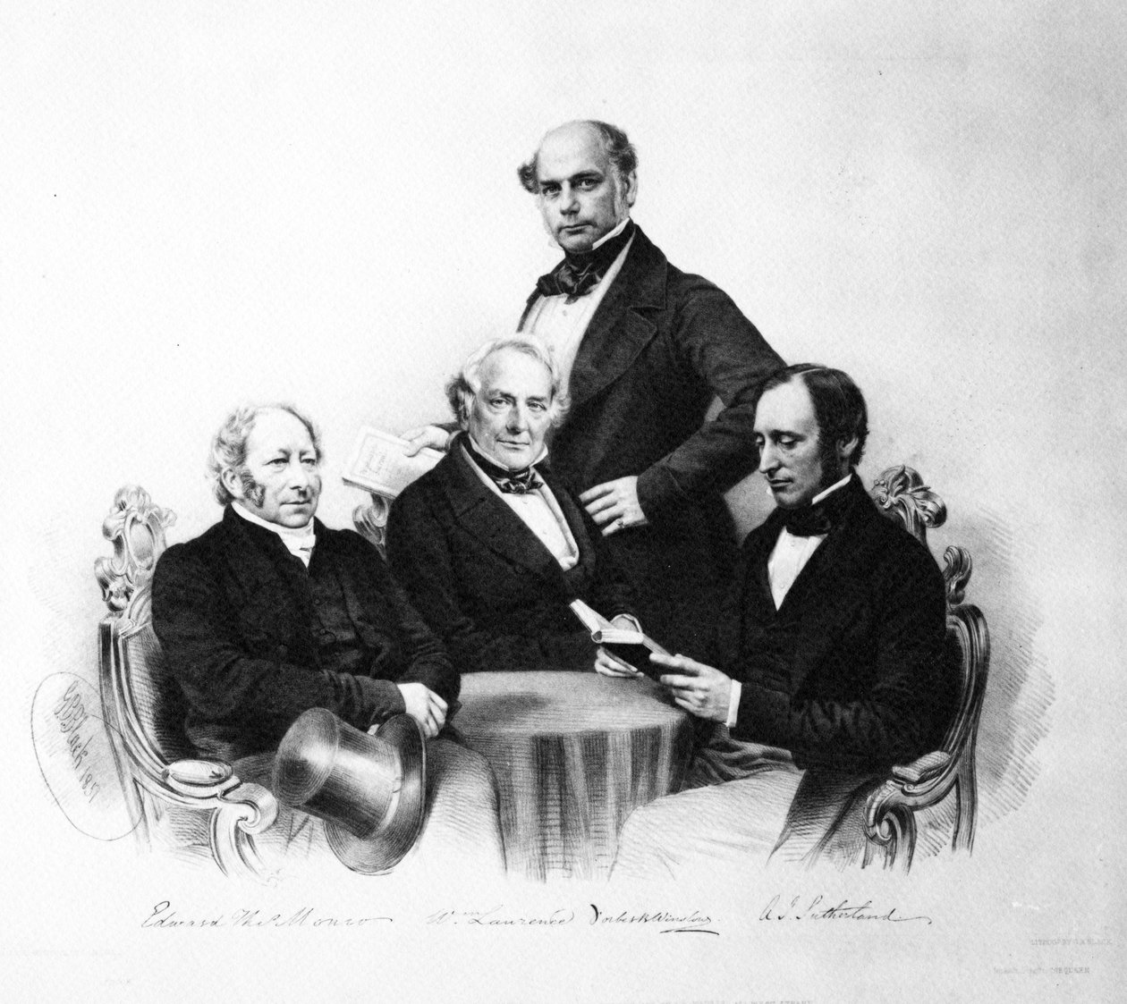 Retrato dos médicos Edward Monro, William Lawrence, Forbes Winslow e AJ Sutherland, 1857 de English School