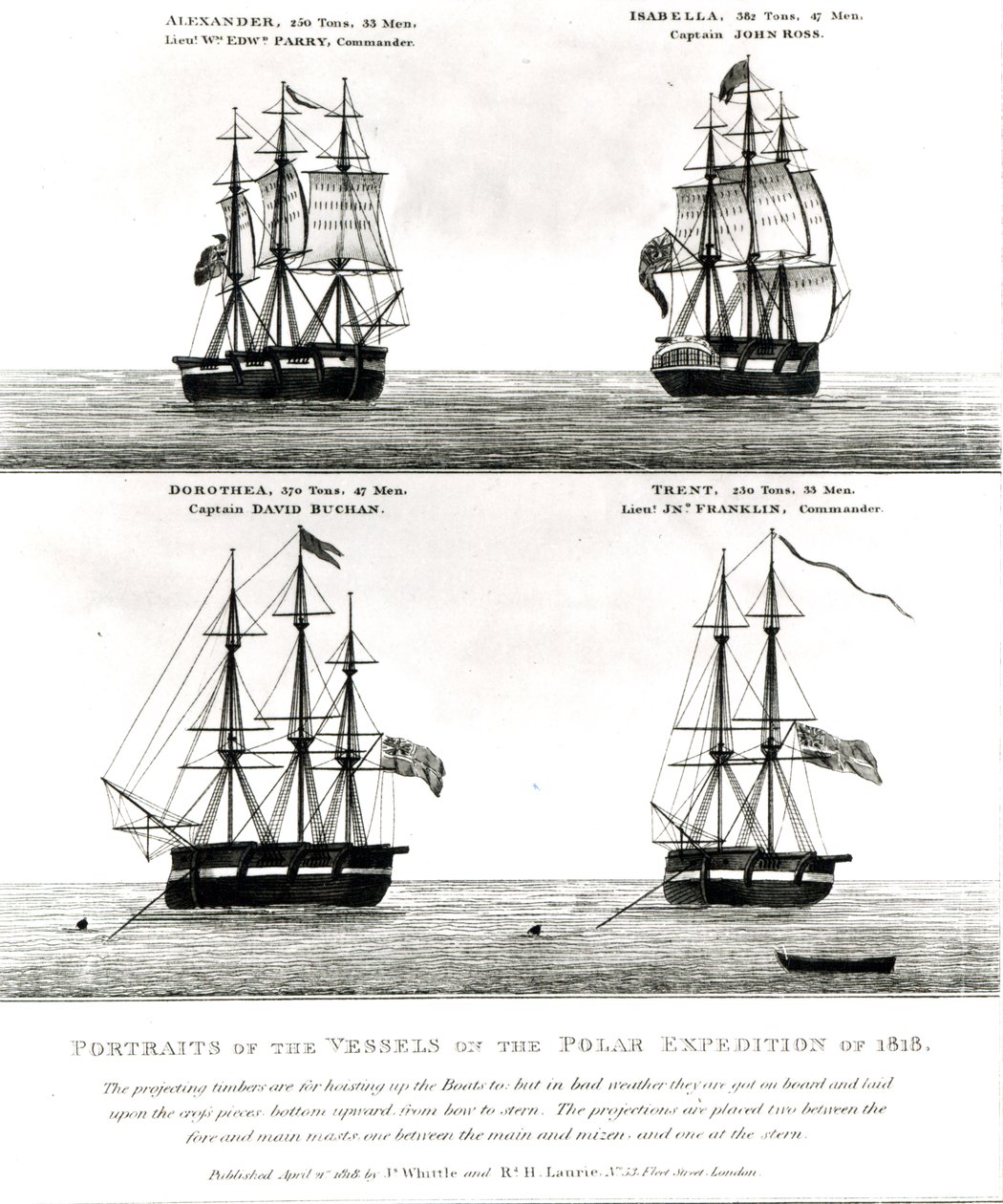 Retratos dos navios na Expedição Polar, 1818 de English School