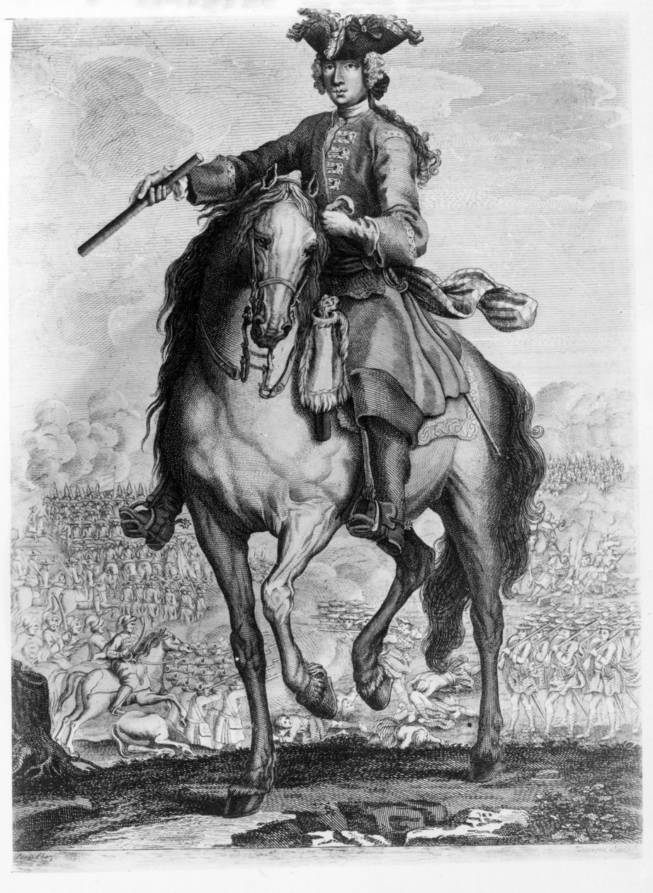 Príncipe Charles Edward Stuart na Batalha de Prestonpans, c.1745 de English School