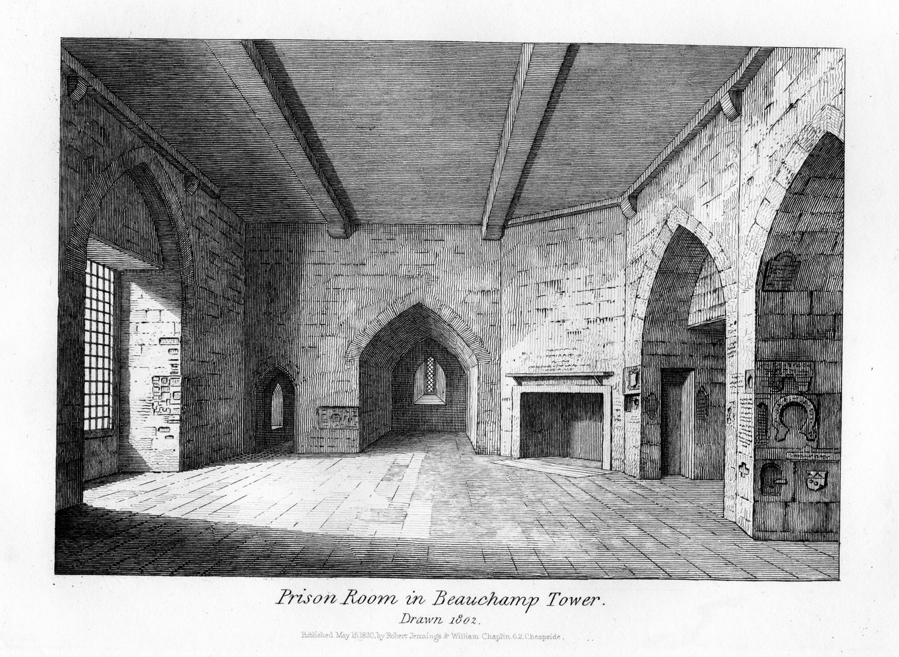 Sala de Prisão na Torre de Beauchamp, 1830 de English School