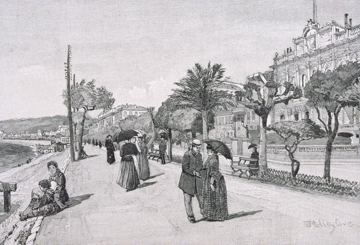 Promenade des Anglais, Nice, França, do &39;The Picturesque Mediterranean&39;, Volume 3, publicado pela Cassell and Co. Ltd., década de 1880-90 de English School