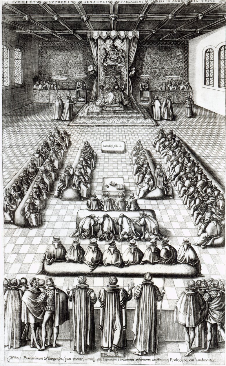 Rainha Elizabeth I (1533-1603) no Parlamento de English School