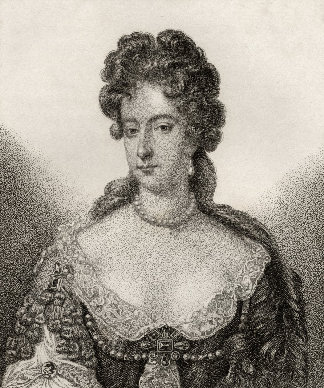 Rainha Maria II, gravada por Bocquet, ilustração de &39;Um catálogo de autores reais e nobres&39;, publicada em 1806 de English School
