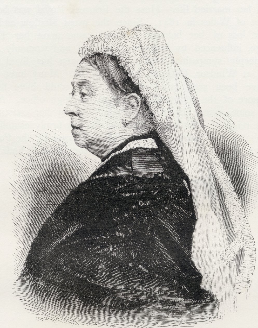 Rainha Victoria, de &39;Londres Pictures: desenhada com caneta e lápis&39;, pelo Rev. Richard Lovett, publicado em 1890 de English School