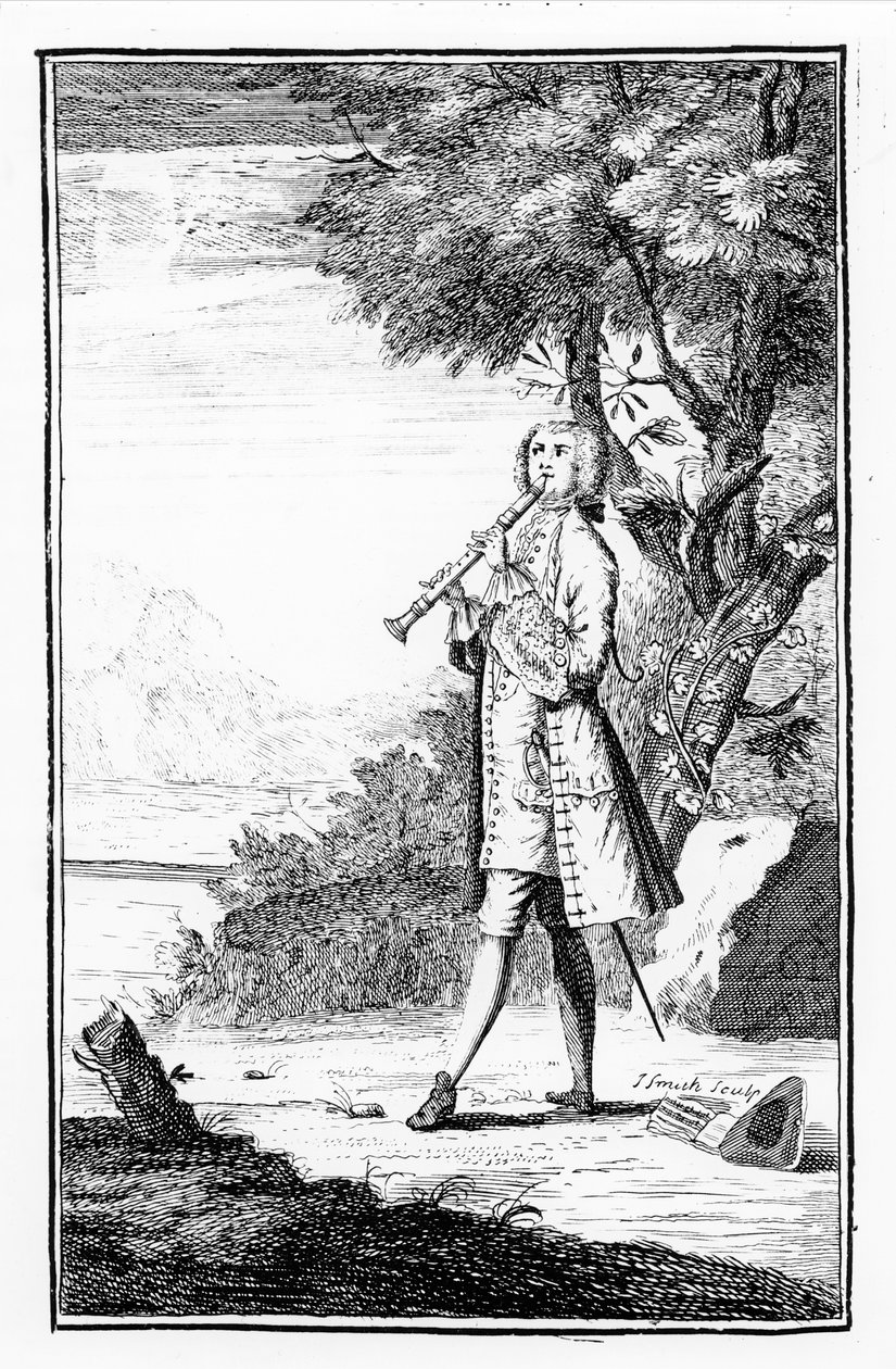 Recorder Player, de &39;Modern Music Masters&39;, gravado por J.Smith, 1731 de English School