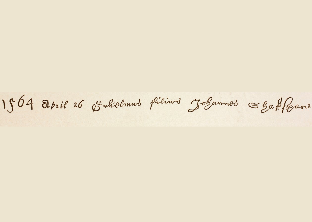 Registrar entrada para o batismo de William Shakespeare, 1886 (tinta no papel) de English School