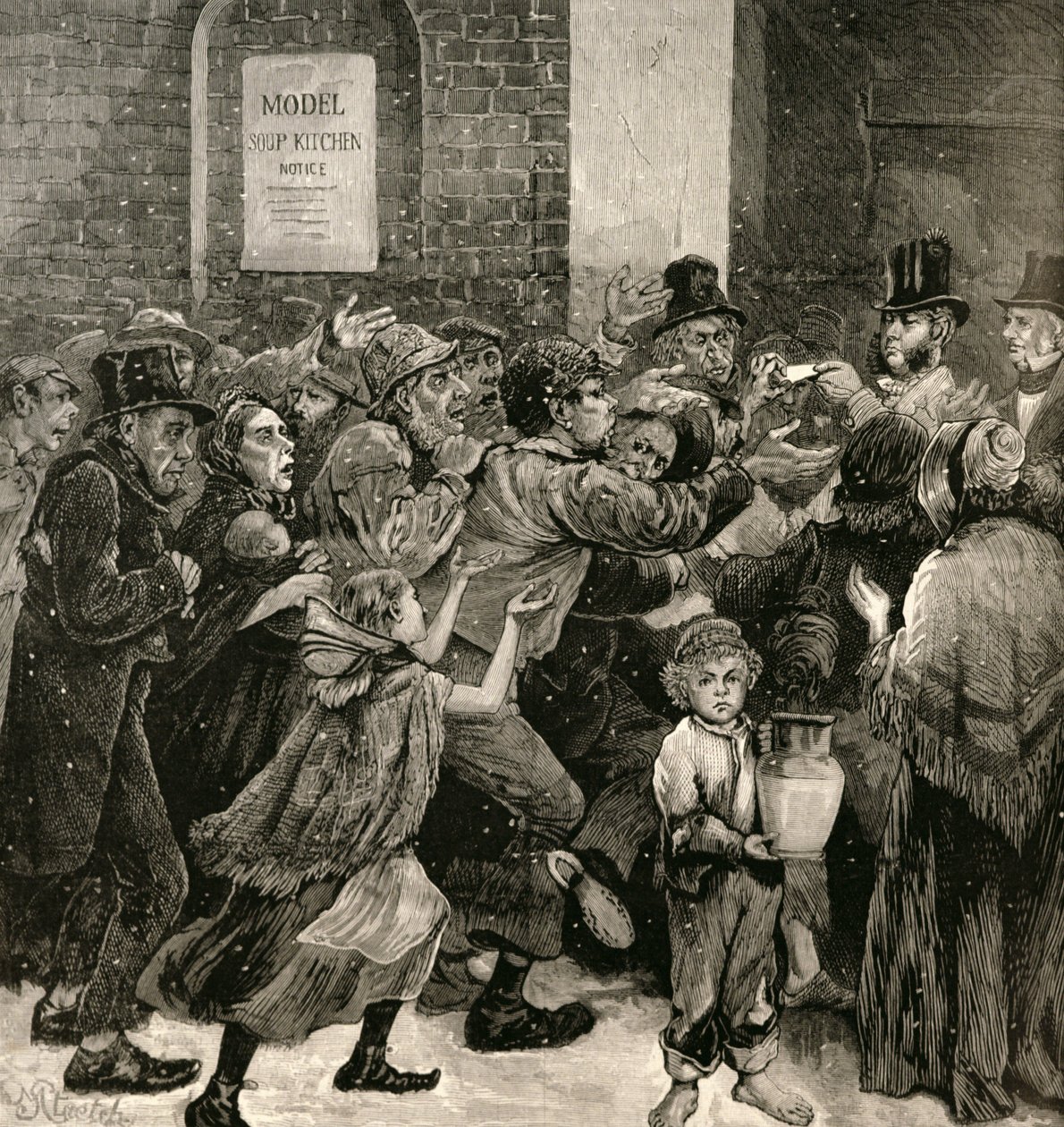 Alívio dos Desempregados em Londres: Entrega de Bilhetes de Sopa, de &39;The Illustrated London News&39;, 13 de março de 1886 de English School