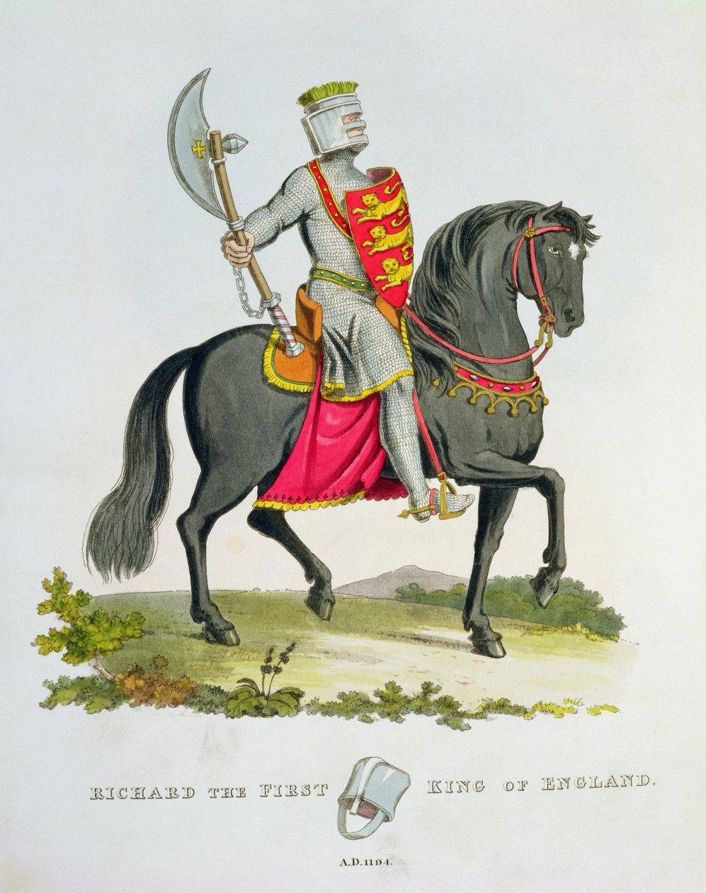 Richard I, rei da Inglaterra (1157-99), 1194, de &39;Ancient Armor&39;, de Samuel Rush Meyrick, 1824 de English School