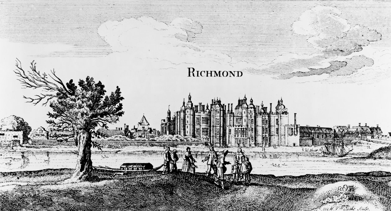 Palácio de Richmond, gravado por Michiel van der Gucht (1660-1725) de English School