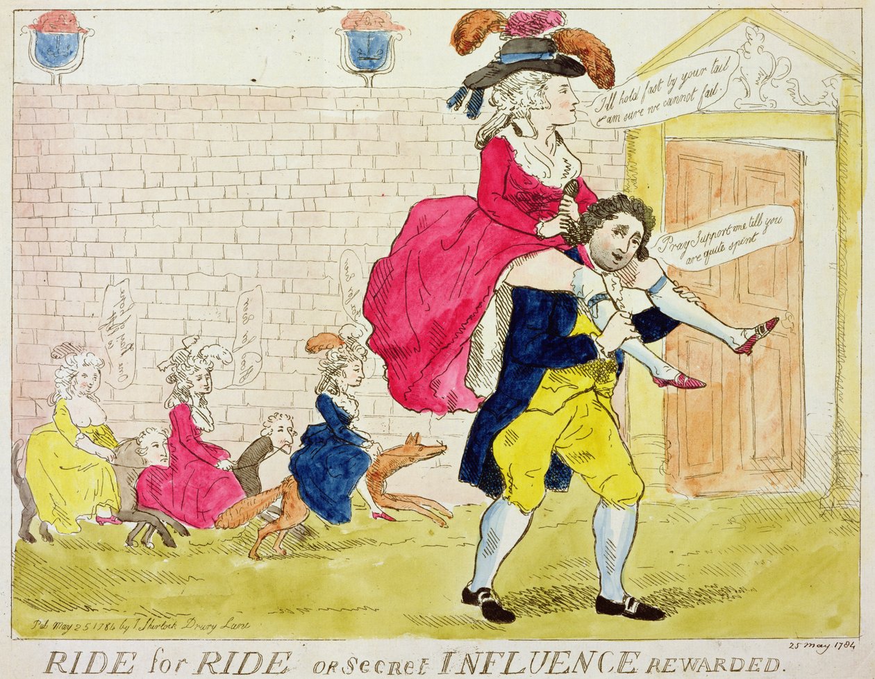 Passeio de Passeio ou Influência Secreta Premiado, 1784 (lito colorido) de English School