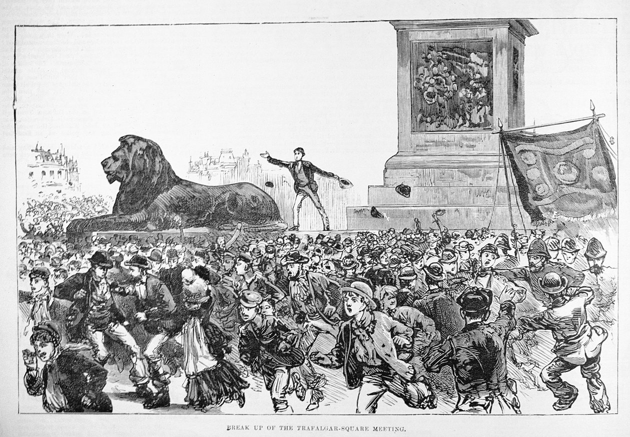 Tumultos no West End de Londres: Break Up da Trafalgar Square Meeting, de &39;The Illustrated London News&39;, 13 de fevereiro de 1886 de English School