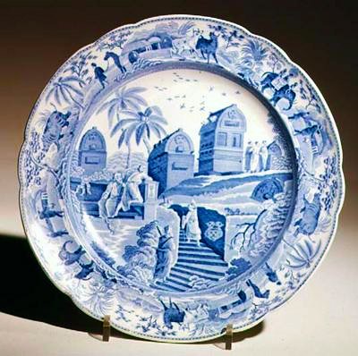 Rogers azul e chapa branca, c.1815 (louça de barro) de English School