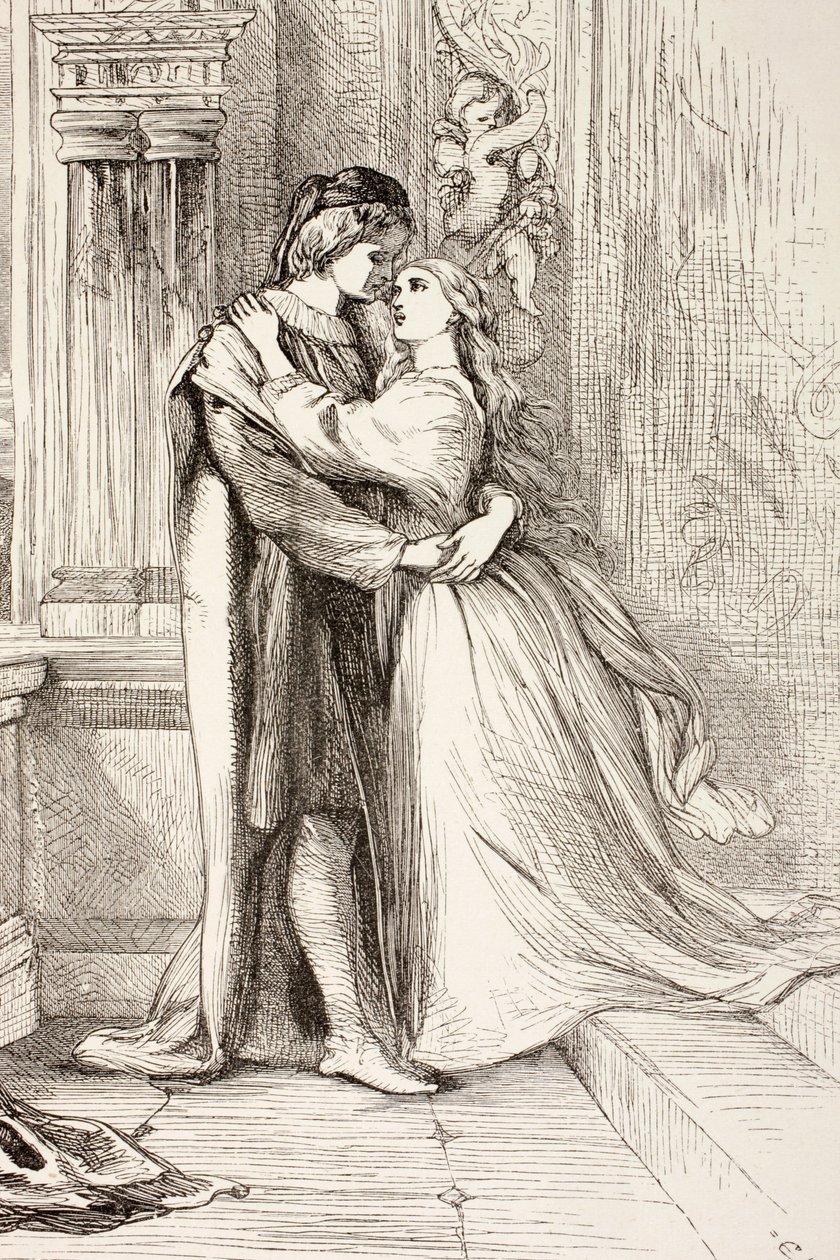 Romeu e Julieta, de &39;A Biblioteca Ilustrada de Shakespeare&39;, publicou Londres em 1890 de English School