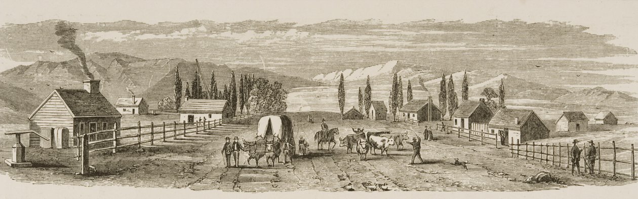 Salt Lake City em 1850, da "American Pictures", publicado pela The Religious Tract Society, 1876 de English School