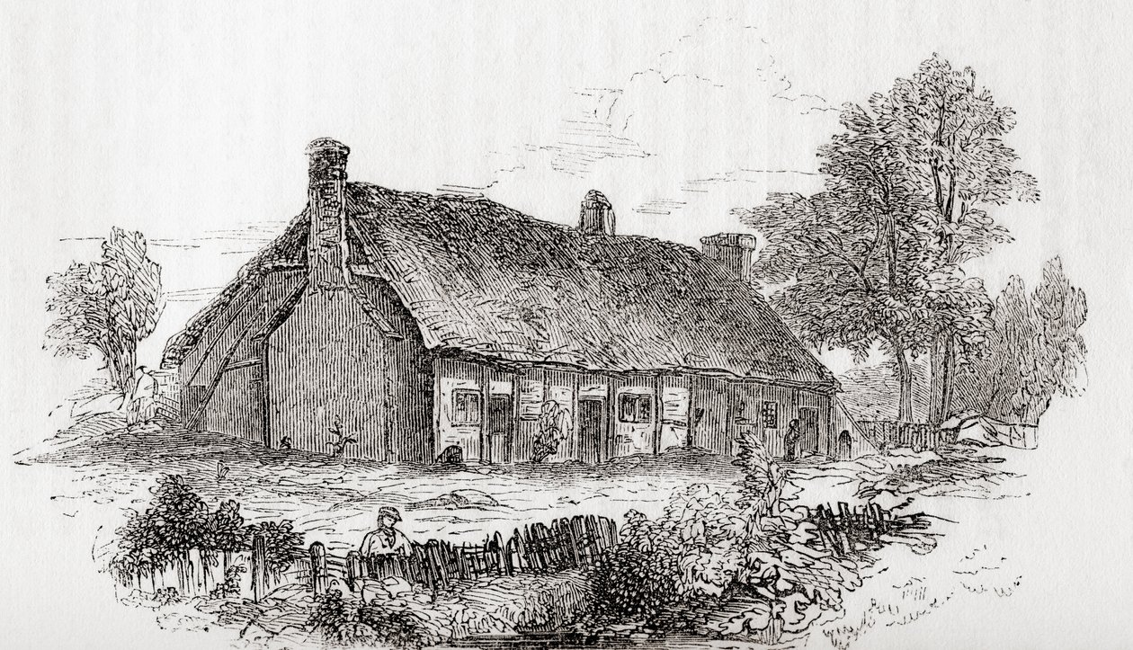 Casa de Samuel Butlers, Pershore, Worcestershire, Inglaterra. Samuel Butler, 1613 -1680. Inglês poeta e satírico, da velha Inglaterra: A Pictorial Museum, pub. 1847 de English School