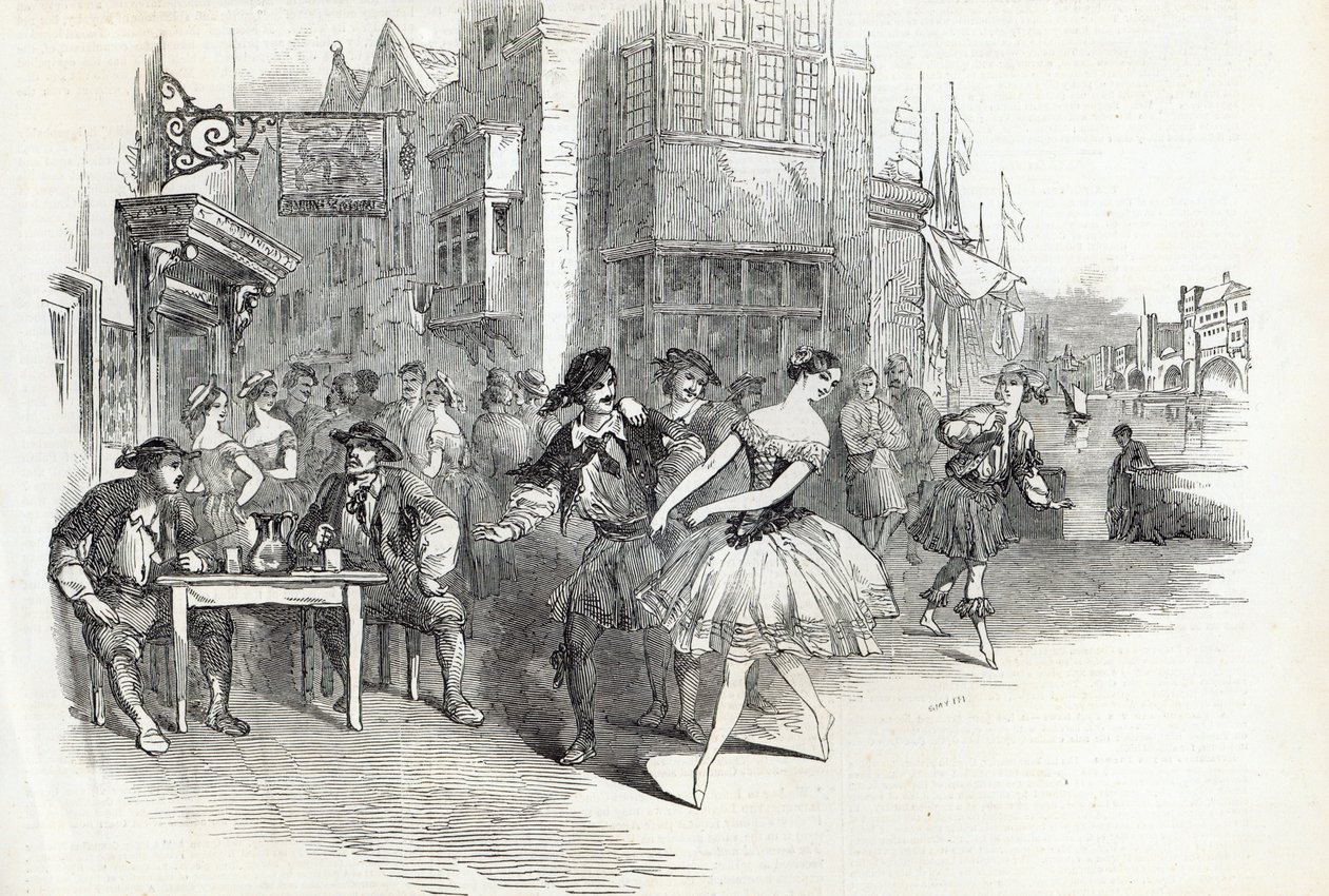 Cena do novo Ballet de &39;The Wags of Wapping&39;, no Drury-Lane Theatre, de The Illustrated London News, 21 de novembro de 1846 de English School