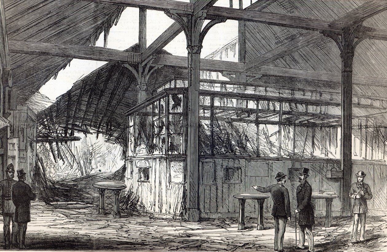 Cena da explosão na estação Victoria na manhã de terça-feira passada, do The Illustrated London News, 1 de março de 1884 (litografia) de English School