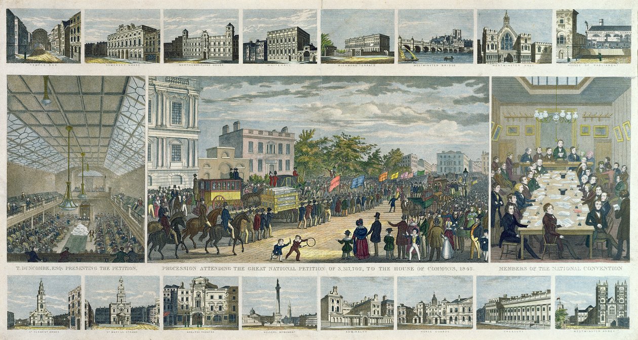 Cenas associadas com a Apresentação da Petição ao Parlamento por Thomas Duncombe (1796-1861) em 1842 de English School