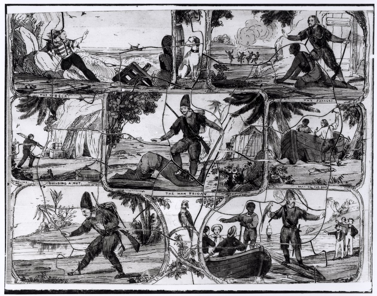 Cenas de &39;Robinson Crusoe&39; por Daniel Defoe (1660-1731) de English School