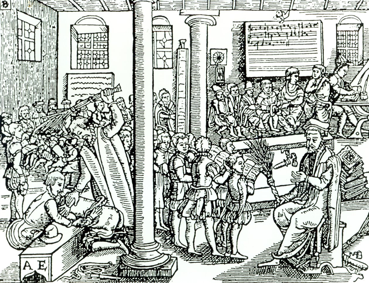Cena de sala de aula em tempos de Tudor de English School