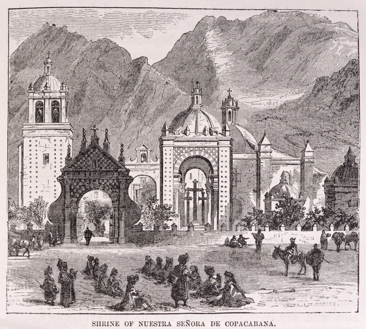 Santuário da Nossa Senhora de Copacabana, Lima, Peru, de &39;Incidentes de Viagem e Exploração na Terra dos Incas&39; de E. George Squier, pub. em 1878 de English School