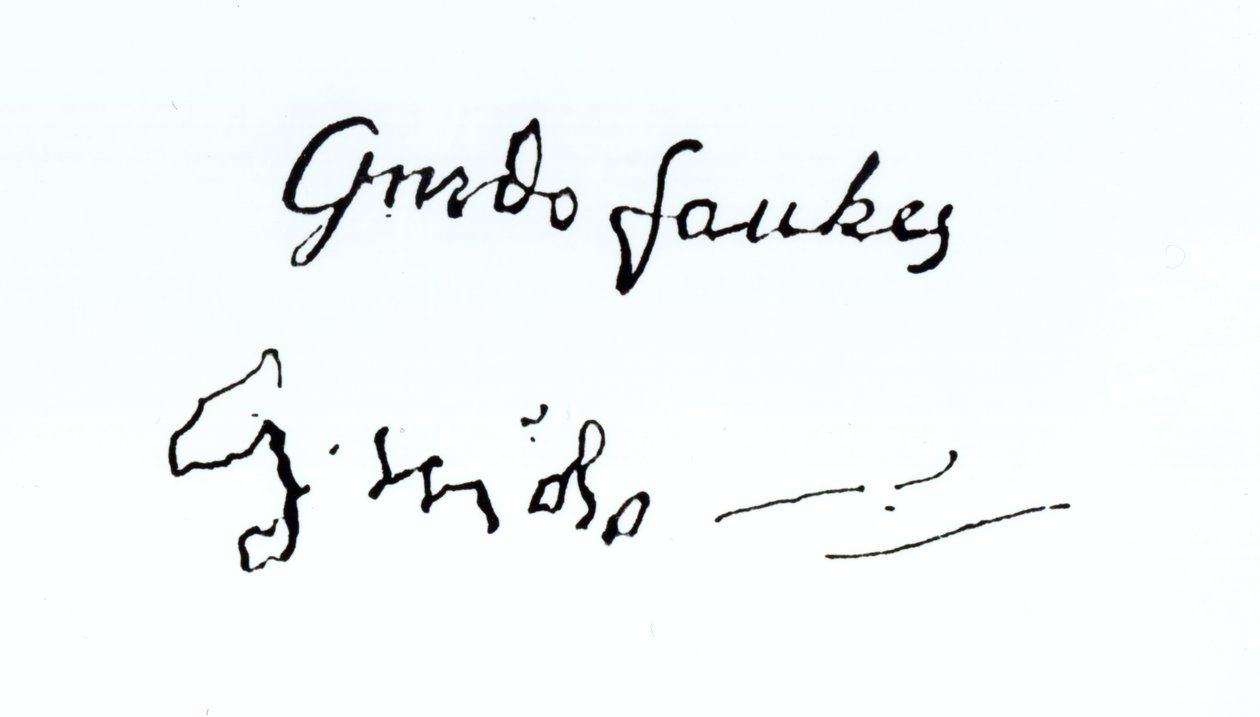 Assinatura de Guy Fawkes (1570-1606) de English School