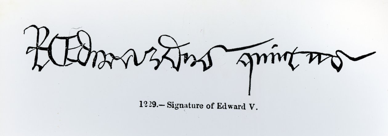 Assinatura do rei Edward V (1470-83) de English School
