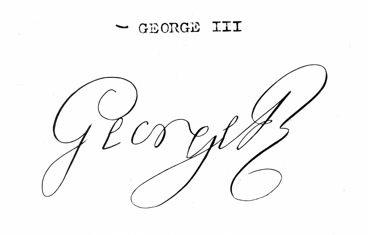 Assinatura do rei George III (1738-1820) de English School