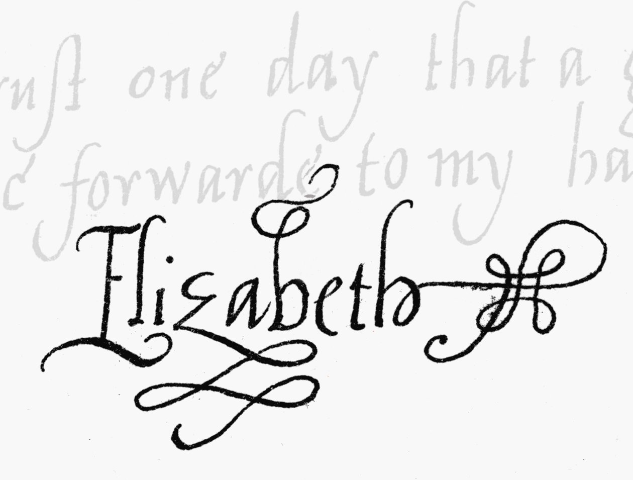 Assinatura da Rainha Elizabeth I (1533-1603) de English School