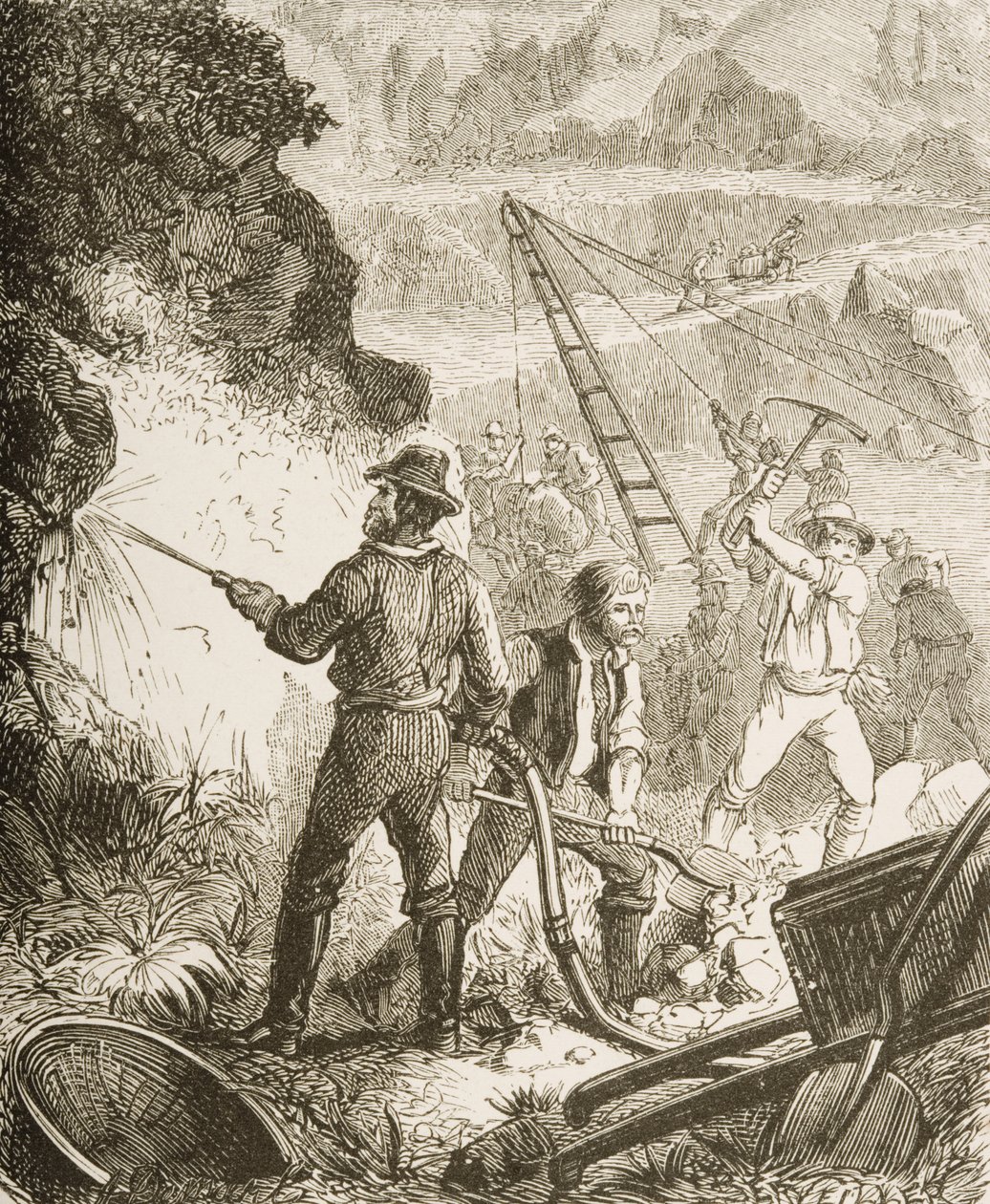 Silver Mining Operation, Nevada, c.1870, de &39;American Pictures&39;, publicado pela The Religious Tract Society, 1876 de English School