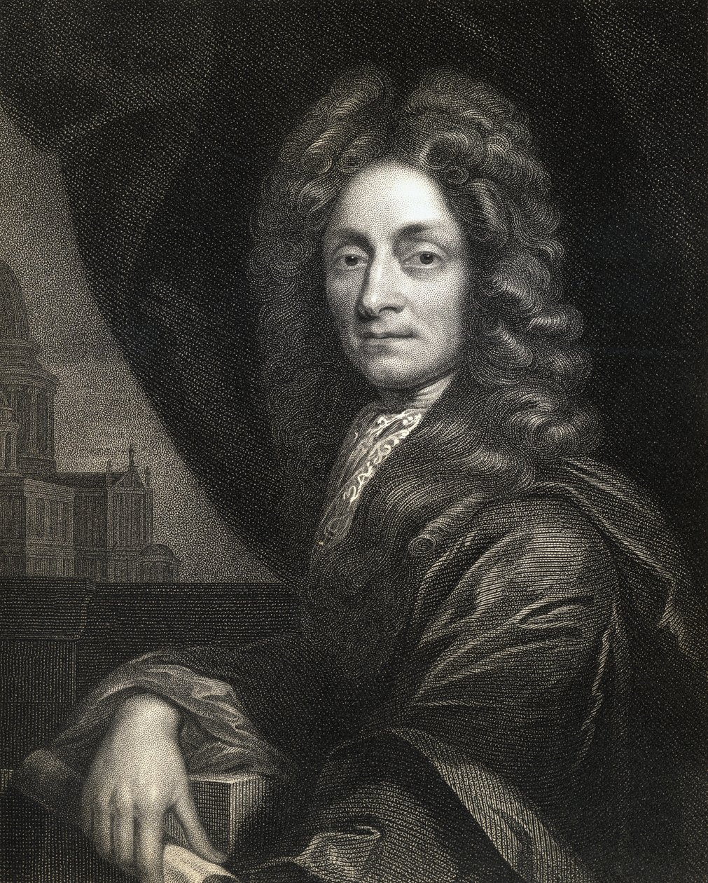 Sir Christopher Wren (1632-1723) da &39;Galeria de Retratos&39;, publicado em 1833 de English School