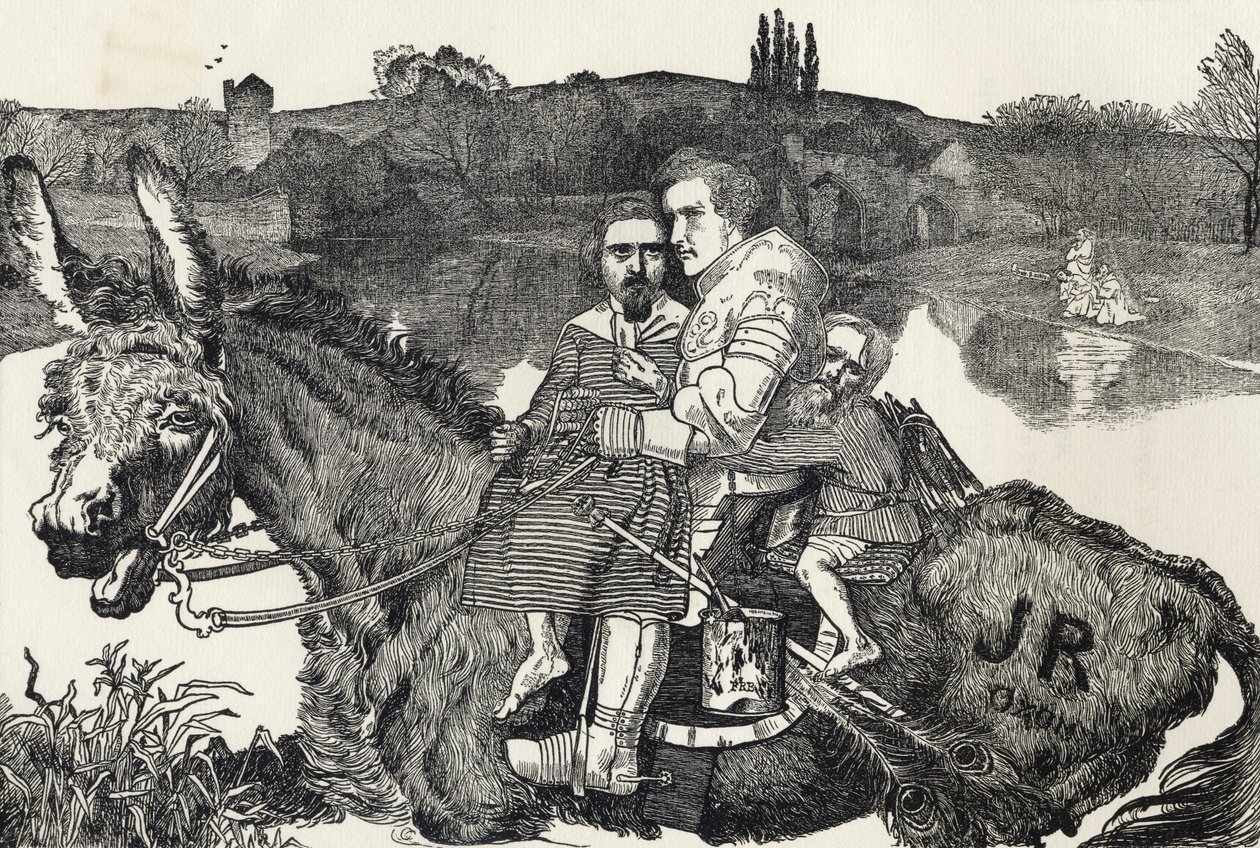 Sir Isumbras na Ford, de "Um catálogo de uma coleção de gravuras, gravuras e xilogravuras", de Richard Fisher, publicado em 1879 de English School