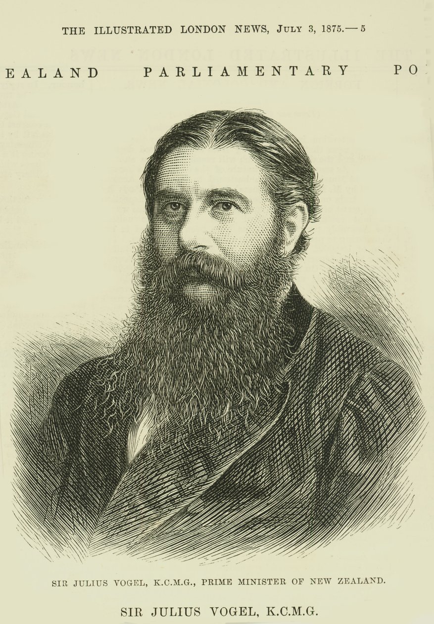 Sir Julius Vogel, KCMG (1835-99), de &39;The Illustrated London News&39;, 3 de julho de 1875 de English School