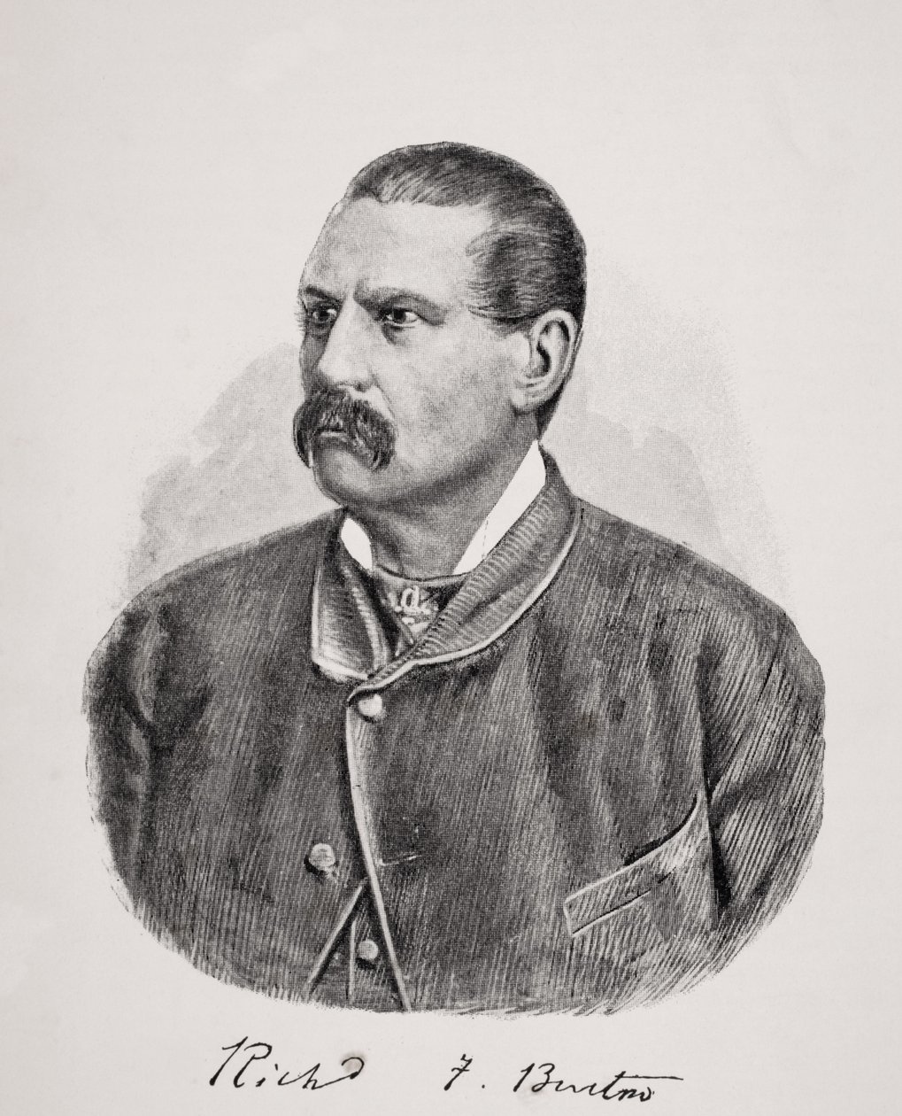 Sir Richard Francis Burton (1821-1890), de "A Vida do Capitão Sir Richard Burton, Volume II", de Isabel Burton (1831-1896), publicado em 1893 de English School