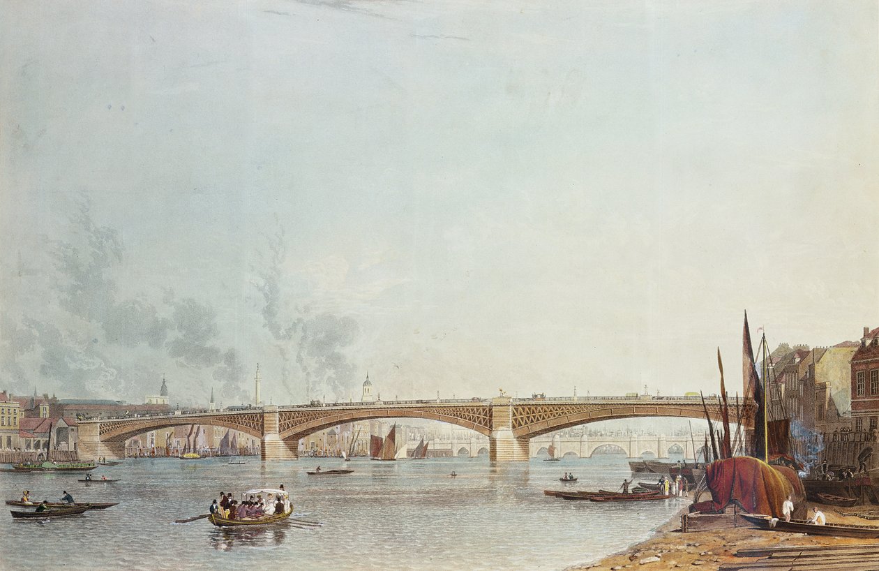 Southwark Bridge, West Front, de Bankside, olhando em direção a London Bridge de English School