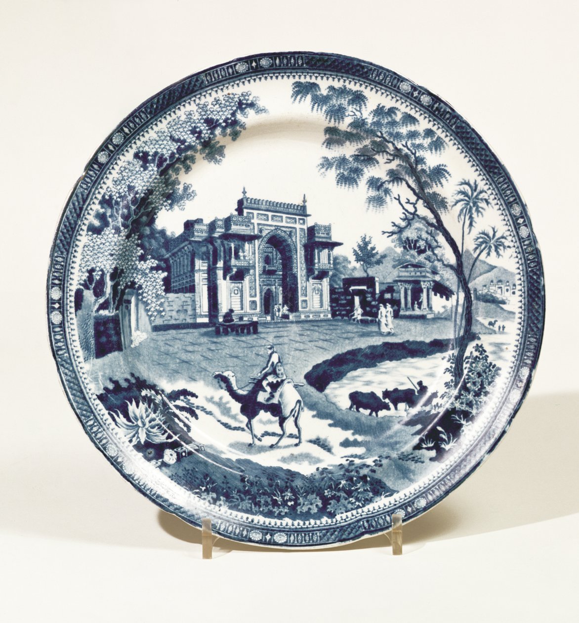 Placa azul e branca Spode, c.1815 (louça de barro) de English School