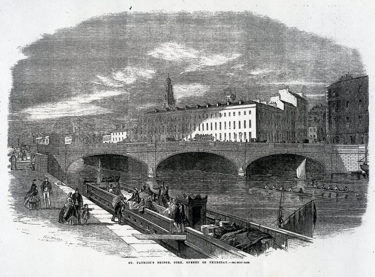 Ponte de São Patrício, Cork, inaugurada na quinta-feira, gravada por TN Wilson, publicada em &39;The Illustrated London News&39;, 14 de dezembro de 1861 de English School