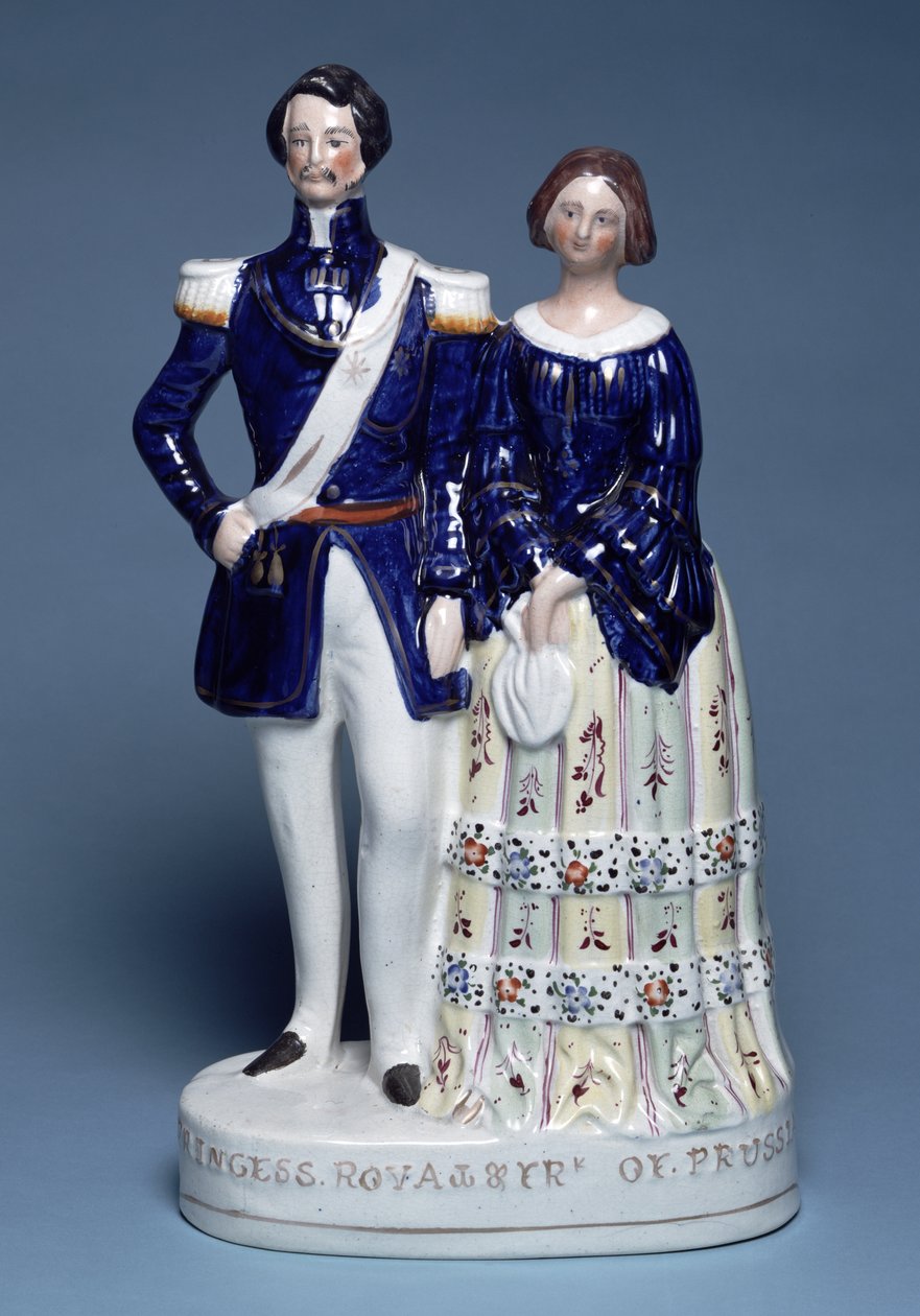 Figuras de Staffordshire da Princesa Real e Príncipe Frederico Guilherme IV da Prússia, 1857 (louça de barro) de English School