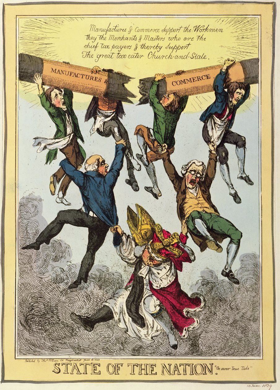 Estado da Nação, 10 de junho de 1829 (gravura a cores) de English School