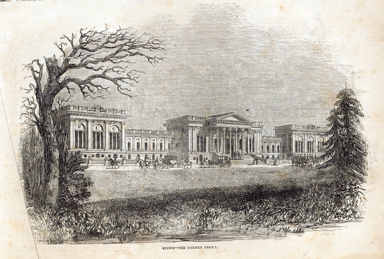 Stowe - the Garden Front, de &39;The Illustrated London News&39;, 18 de janeiro de 1845 de English School