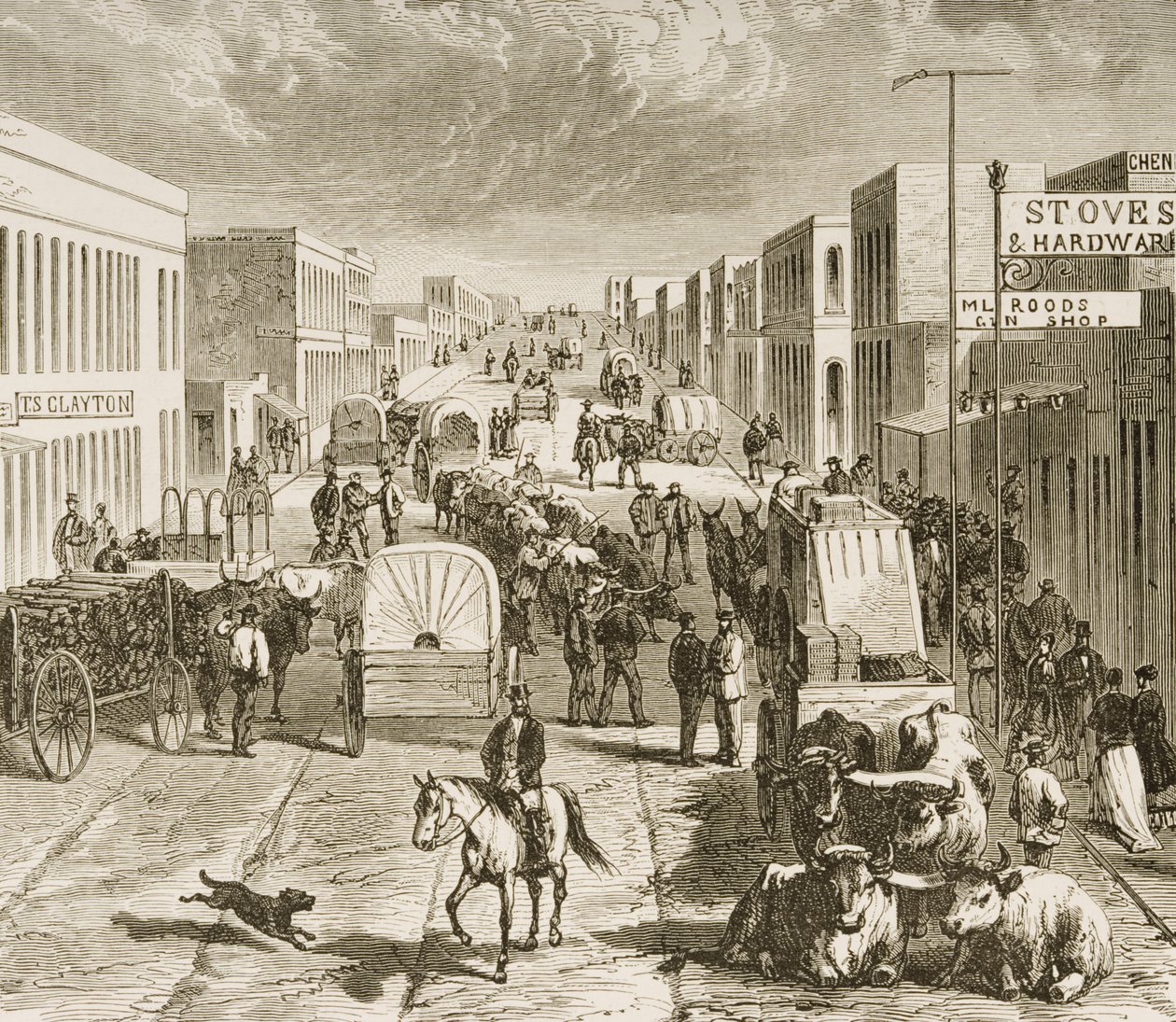 Street, em Denver, Colorado, de &39;American Pictures&39;, publicado pela The Religious Tract Society, 1876 de English School