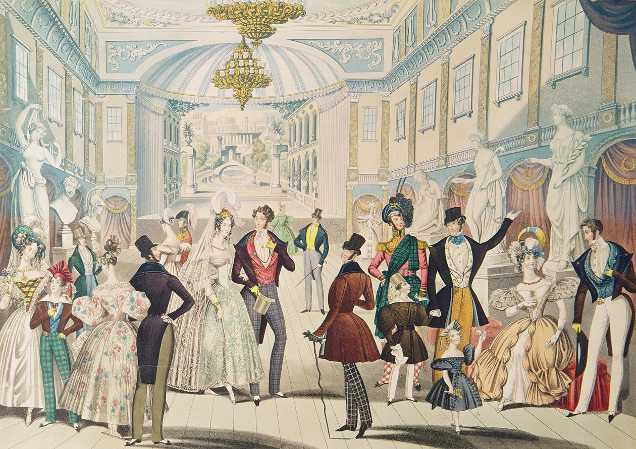 Modas de Verão para 1836 (gravura a cores) de English School