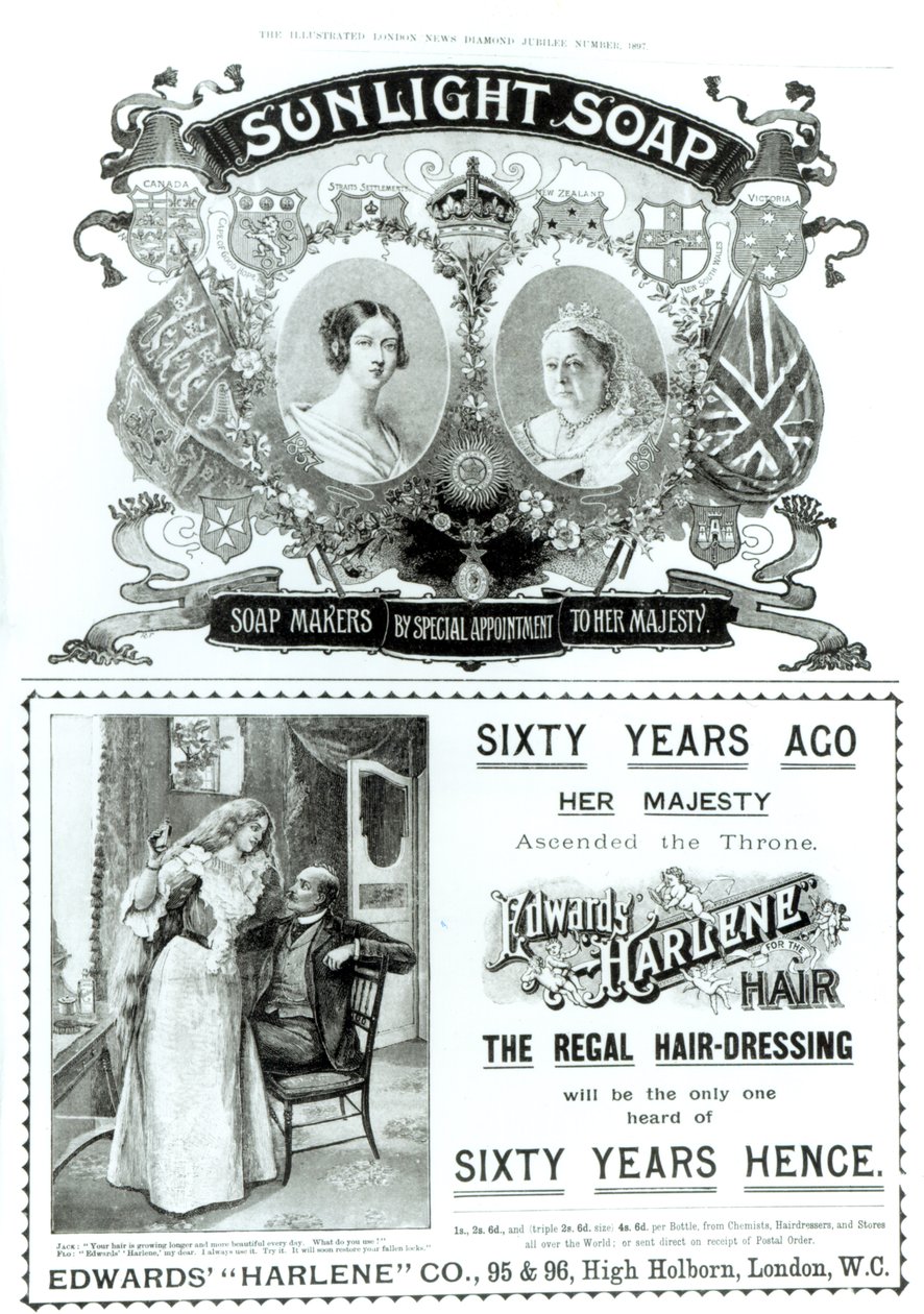 Propaganda do sabão de luz solar, de &39;o número ilustrado do jubileu de diamante da notícia de Londres&39;, 1897 de English School